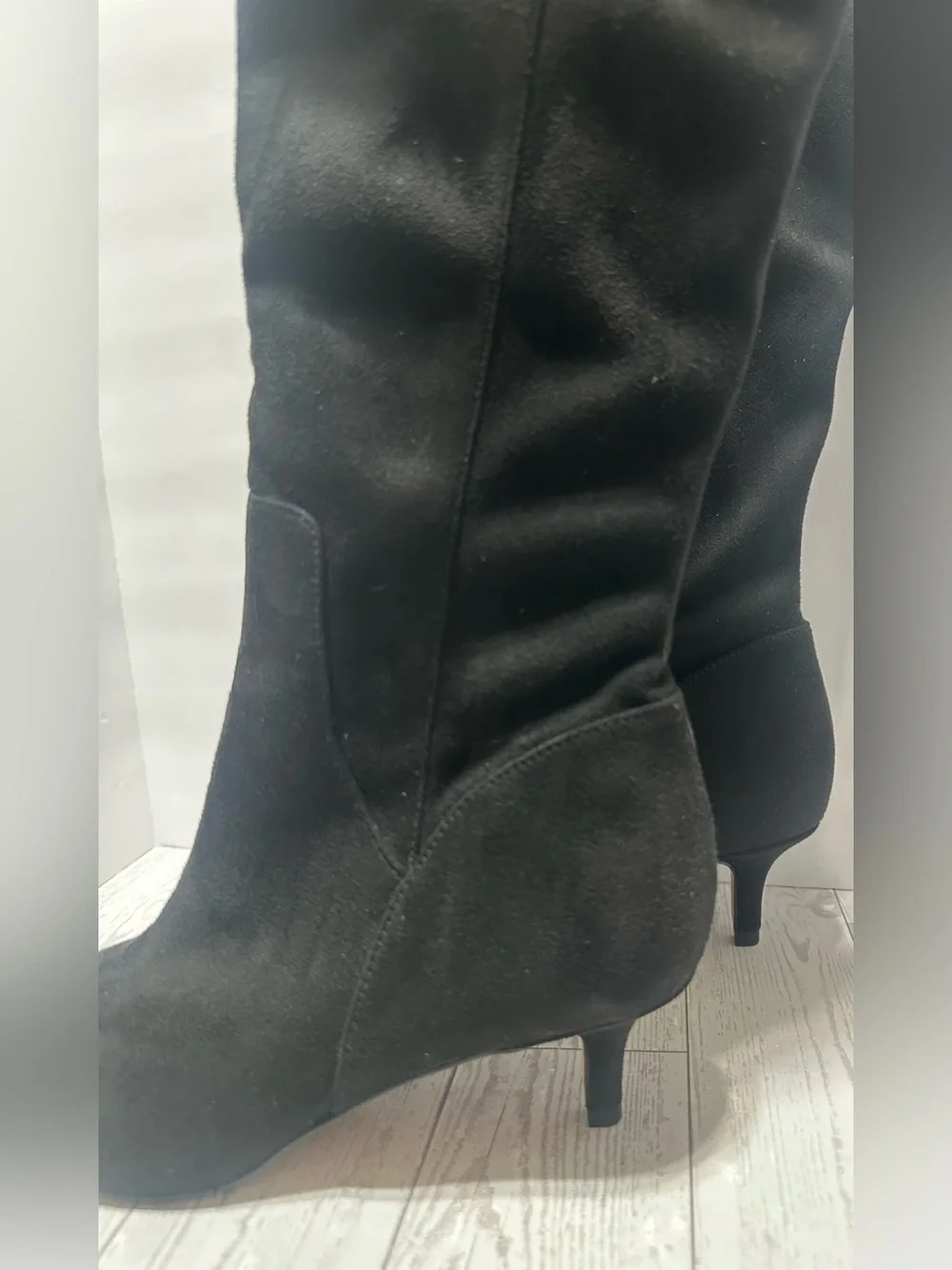 NWT - Nordstrom Rack Classic Black Faux-Suede Knee High Boots w/ Side Zip, Sz 6